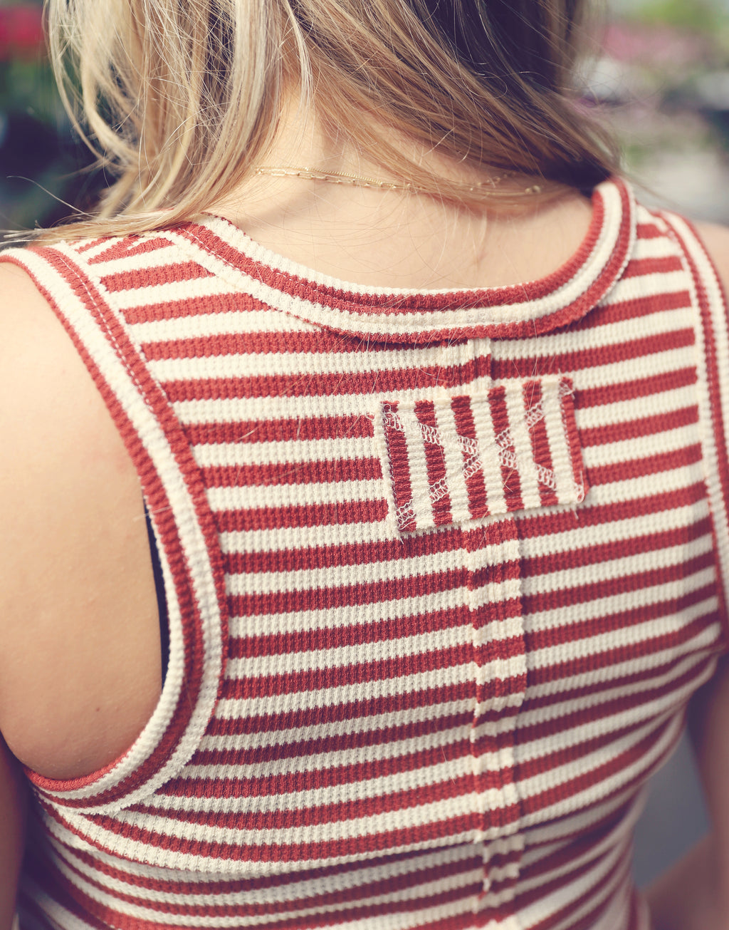 Brick Stripe Waffle Knit Tank