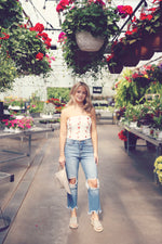 Ivory Floral Embroidered Corset Top