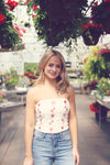 Ivory Floral Embroidered Corset Top