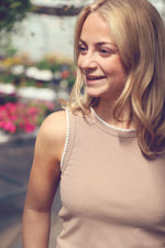 Taupe Ribbed Contrast Trim Tank