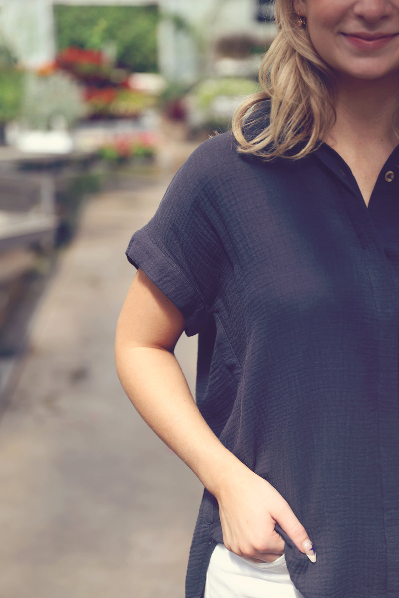 Ash Short Sleeve Woven Button Up