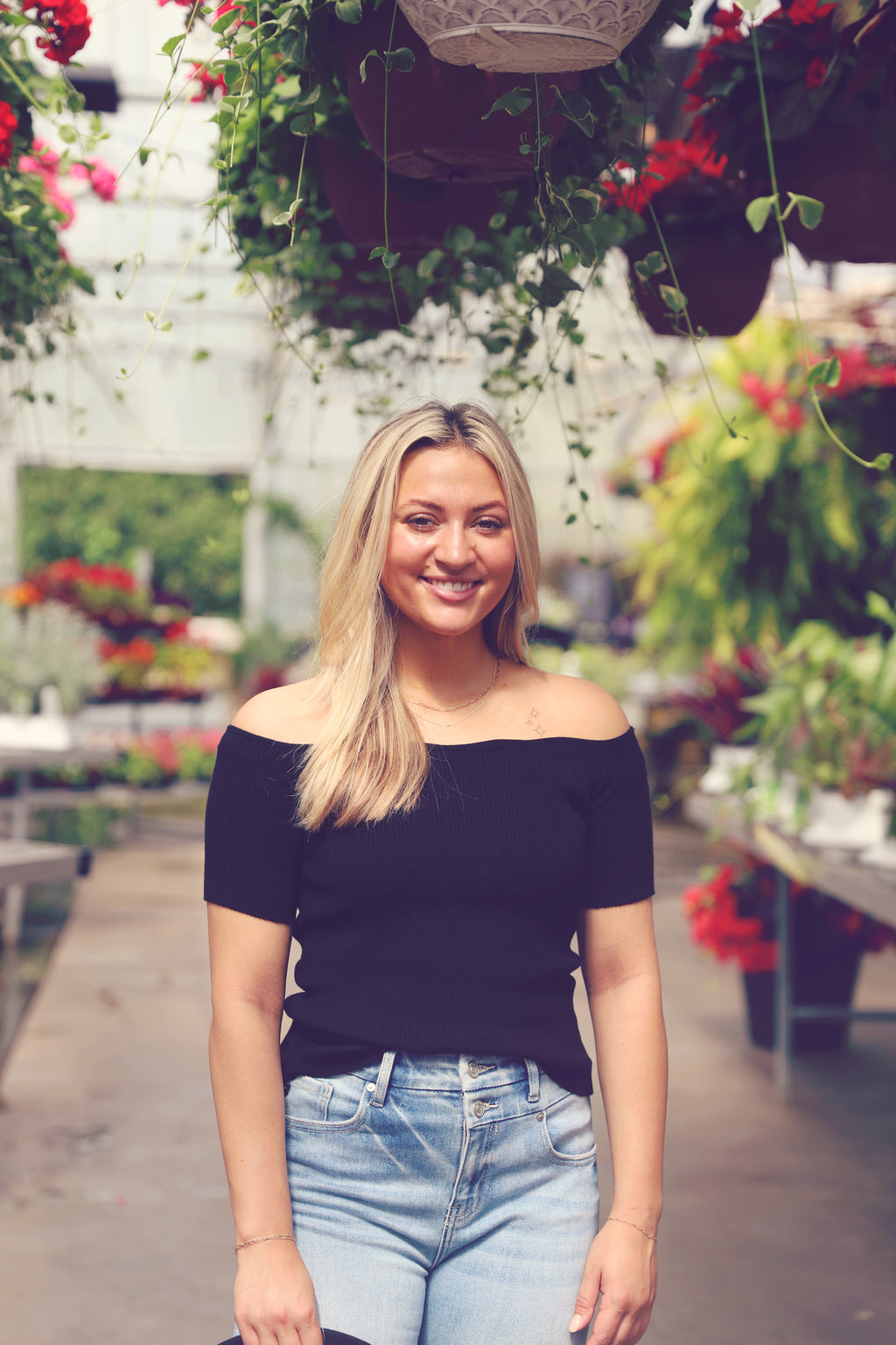 Black Scalloped Off-Shoulder Tee