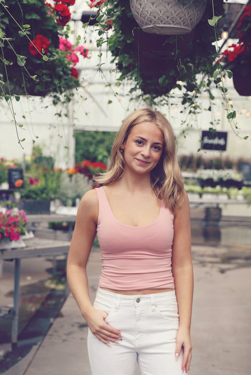 Dusty Pink Scoop Stretch Tank