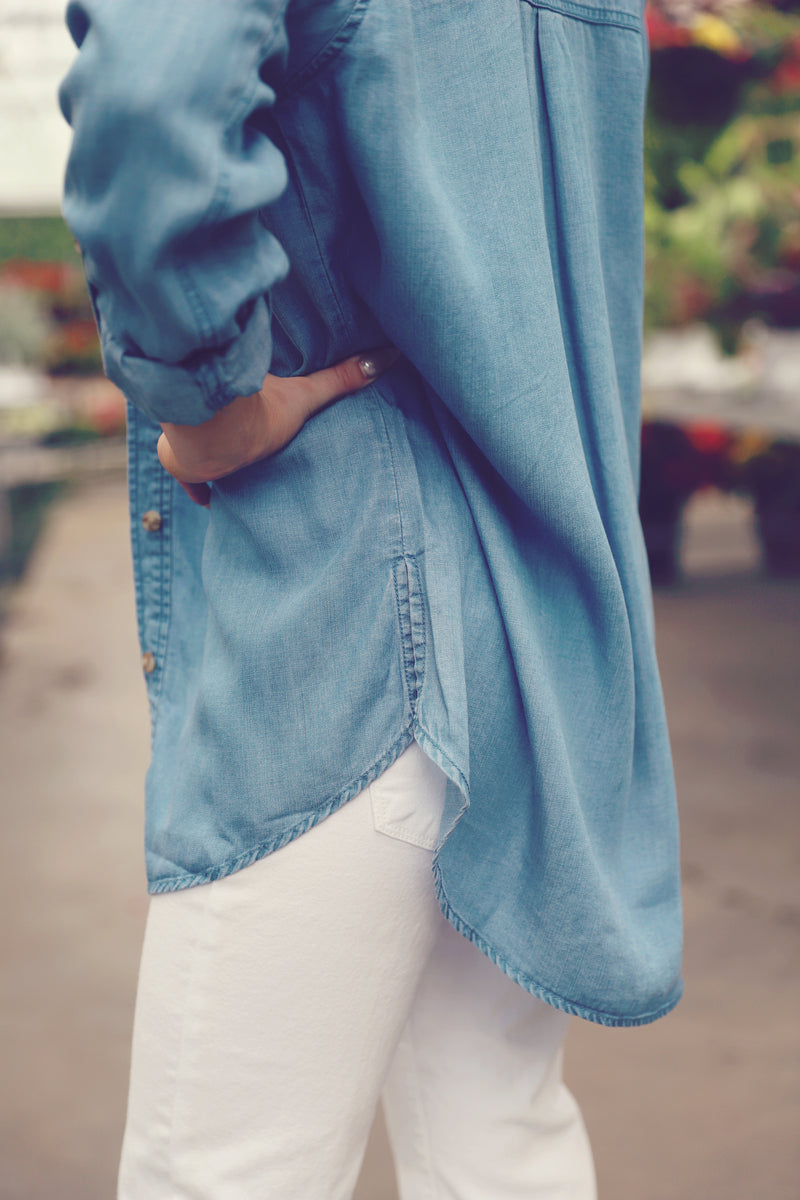Medium Wash Denim Oversized Shirt