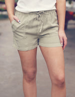 Olive Stone Tencel Patch Pocket Shorts
