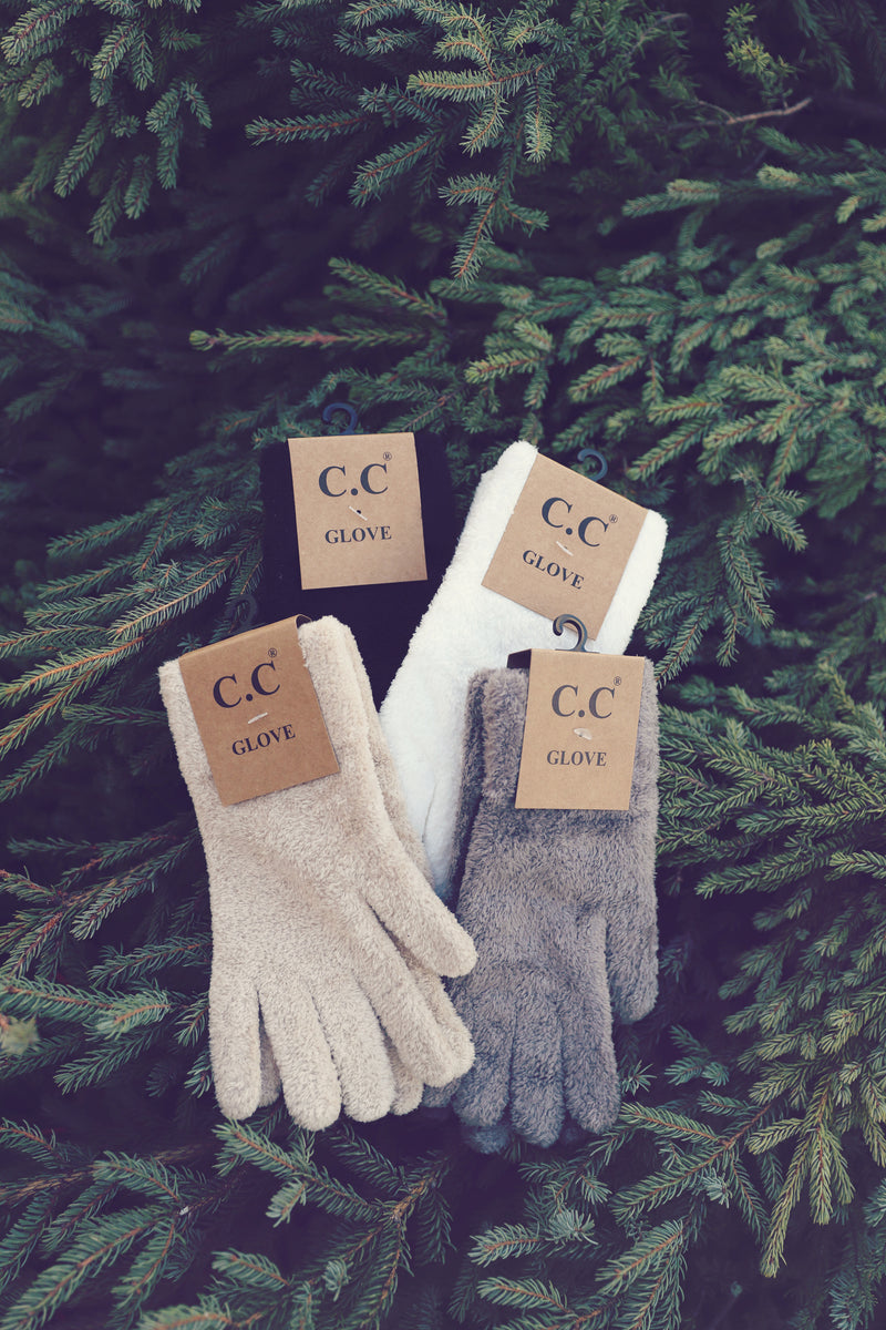 CC Light Grey Plush Chenille Gloves