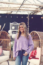 Lavender Relaxed Side Slit Sweater