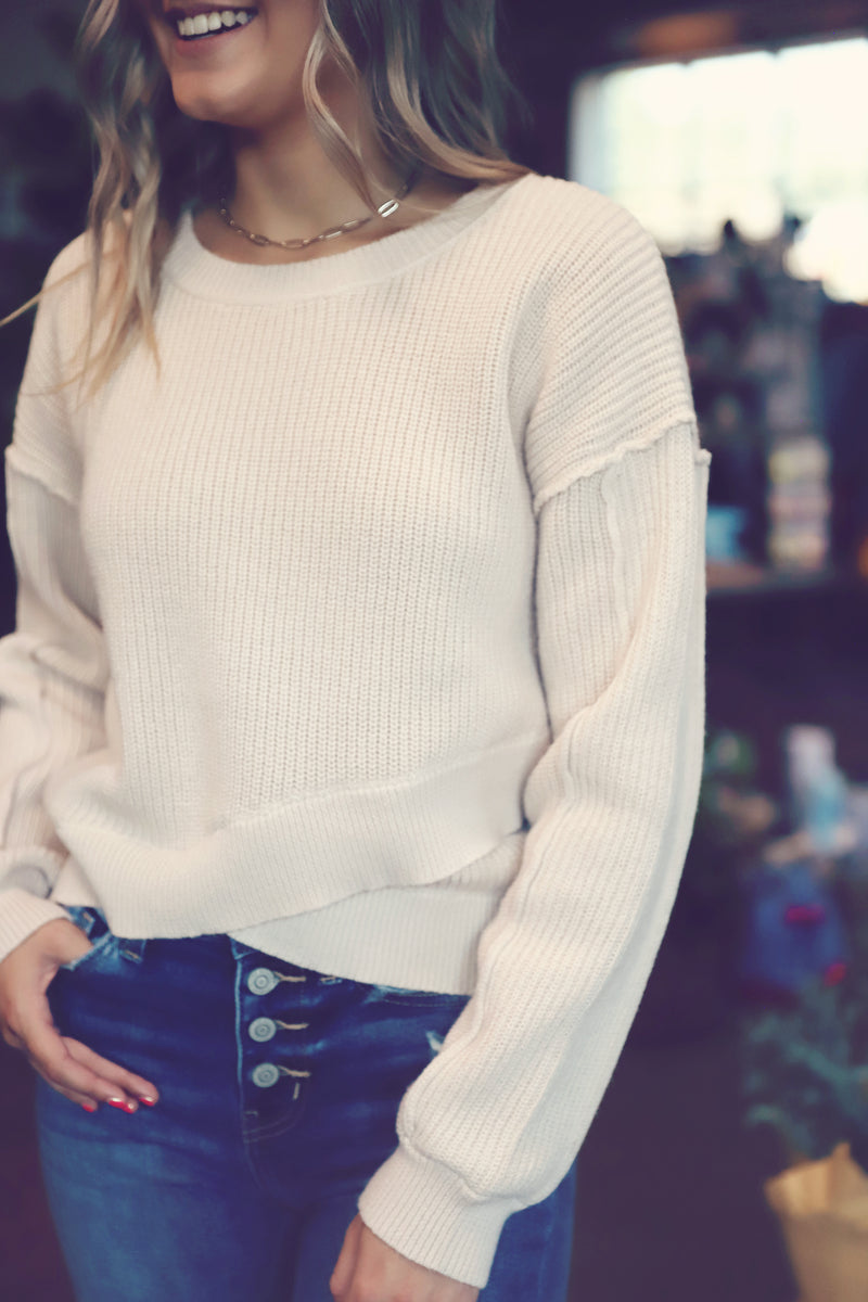 Pale Blush Crossover Sweater