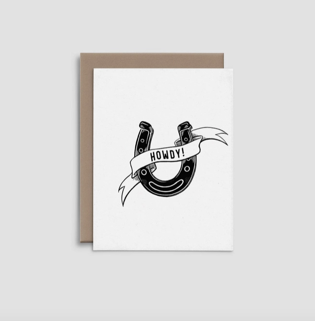 R. Rebellion Howdy Horseshoe Letterpress Card