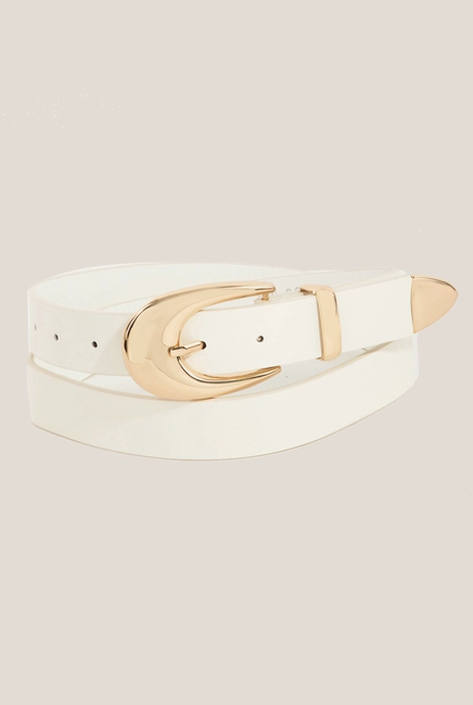 Ivory & Gold Sleek Faux Leather Belt