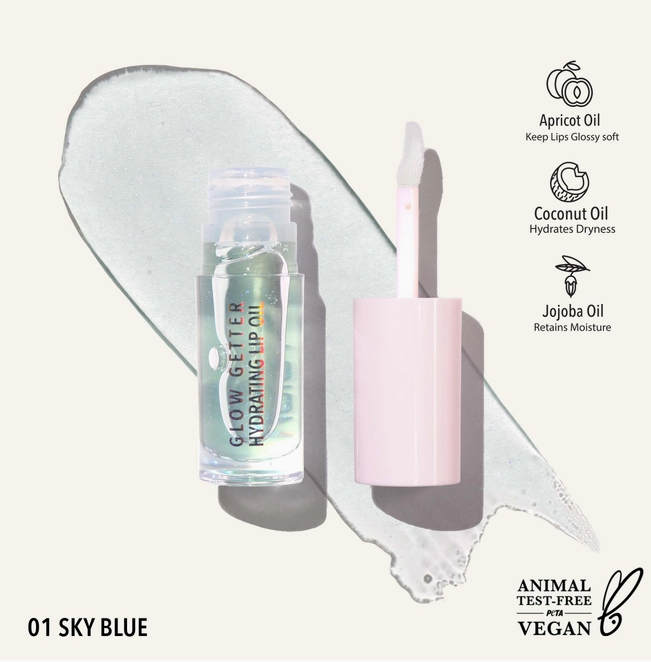 Moira Glow Getter Hydrating Lip Oil (001, Sky Blue)