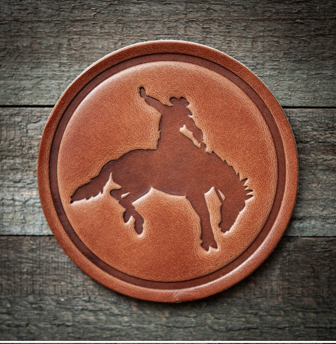 Bucking Bronco Leather Coaster
