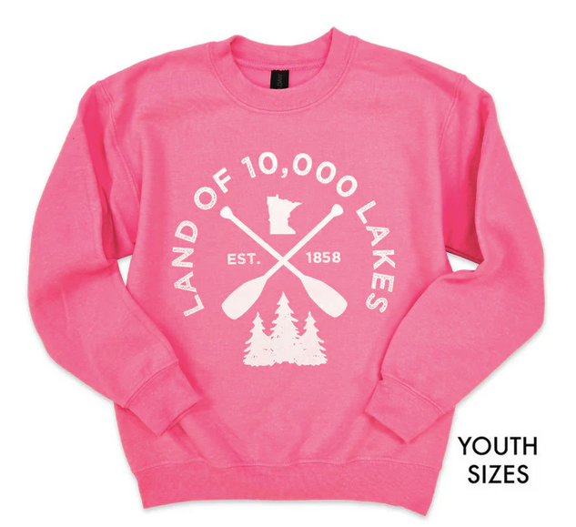 Youth Bright Pink MN Lakes Crew