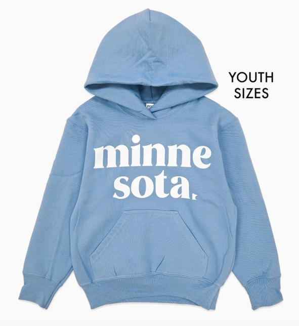 Youth Carolina Blue Stacked MN Hoodie