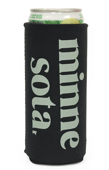 Black Stacked MN Slim Can Cooler