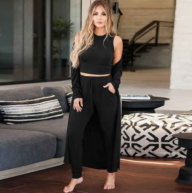 Black Lounge Duster Cardigan