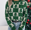 Green Holiday Checkered Tree Sweater