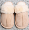 Beige Faux Fur Suede Mule Slippers