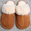 Camel Faux Fur Suede Mule Slippers