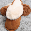 Camel Faux Fur Suede Mule Slippers