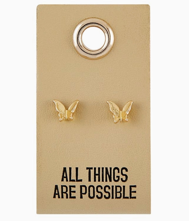 Gold Butterfly Stud Earrings