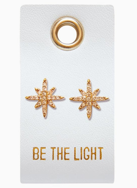 Gold Starburst Light Stud Earrings