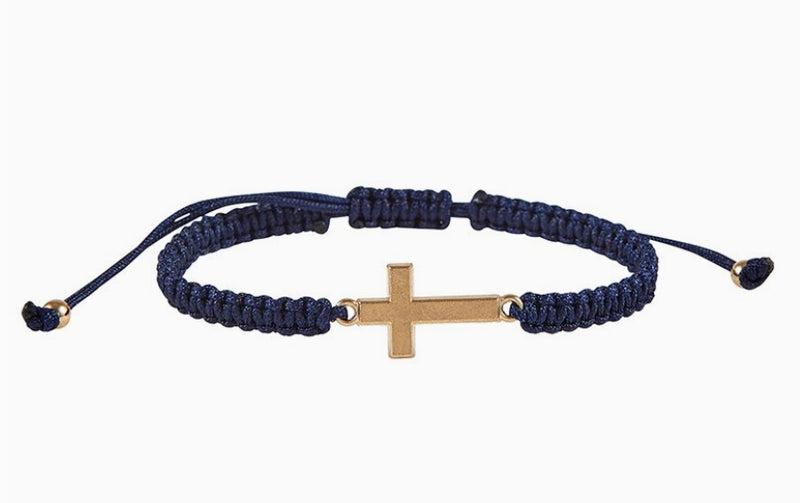 Blue Adjustable Cross Bracelet