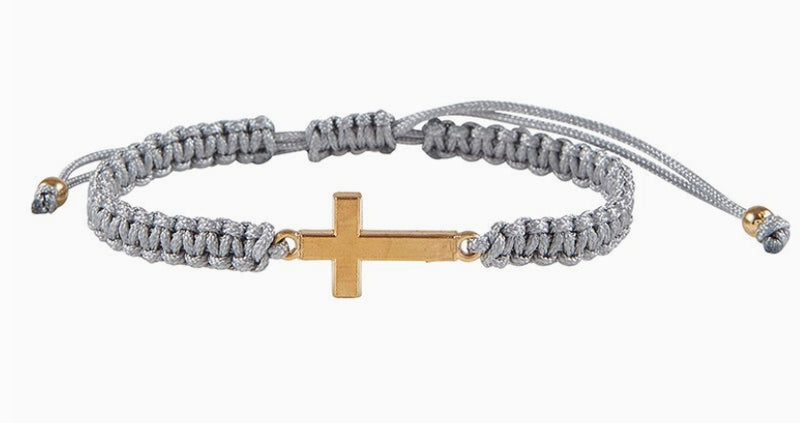 Grey Adjustable Cross Bracelet