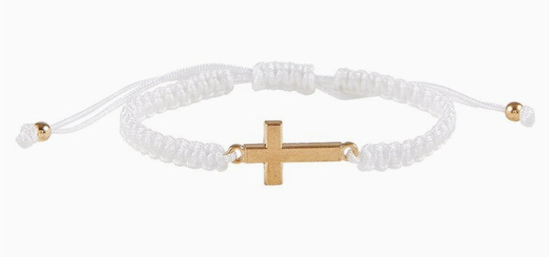 White Adjustable Cross Bracelet