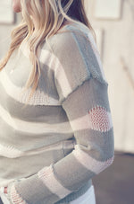 Sage Striped Distressed Sweater