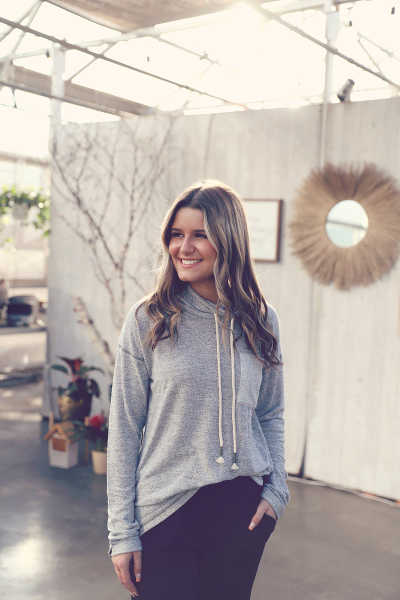 Heather Grey Funnel Neck Pullover