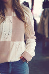 Blush Cable Knit Checkered Sweater