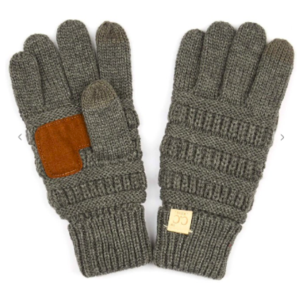 Kids CC Dark Grey Knit Gloves